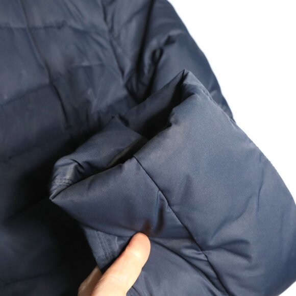 London Fog Down Filled Parka Coat Faux Fur Hood Navy Blue Quilted Winter Jacket - Picture 9 of 15